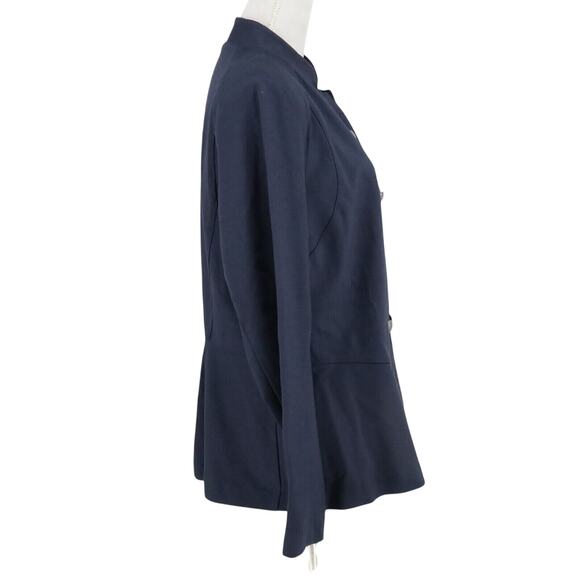 Lane Bryant Jacket Womens 16 Navy Blue Hook Eye Stretch Knit Silver Buttons - Picture 5 of 16